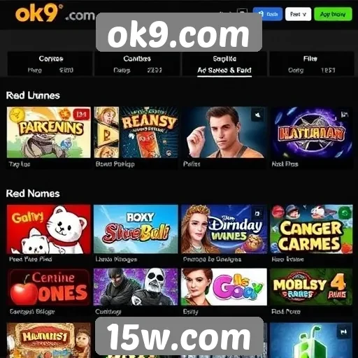 As categorias de jogos disponíveis no ok9.com
